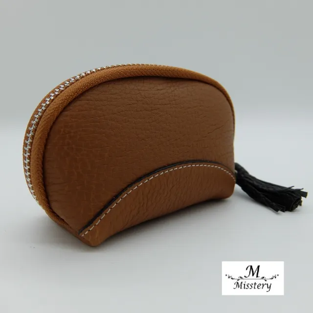 【Misstery】零錢包進口牛皮貝殼造型小巧零錢包-棕(進口牛皮款式)