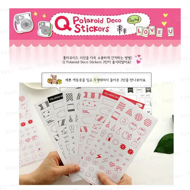 【kiret】韓國 拍立得 裝飾貼紙-超值18張(相框 相片 留言貼紙 標籤 留言對話框 空白底片)