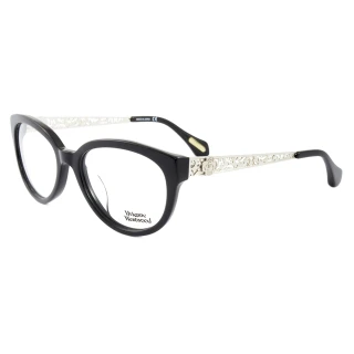 【Vivienne Westwood】英國薇薇安魏斯伍德皇家貴氣精雕系列款光學眼鏡(黑/銀 VW320M01)