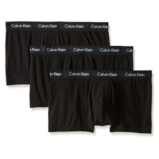 【Calvin Klein】男品味彈力棉黑色四角內著3件組-網(預購)