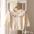 【BABY Ju 寶貝啾】公主木耳邊領糖果色毛衣外套(米色 / 粉色 / 紅色)
