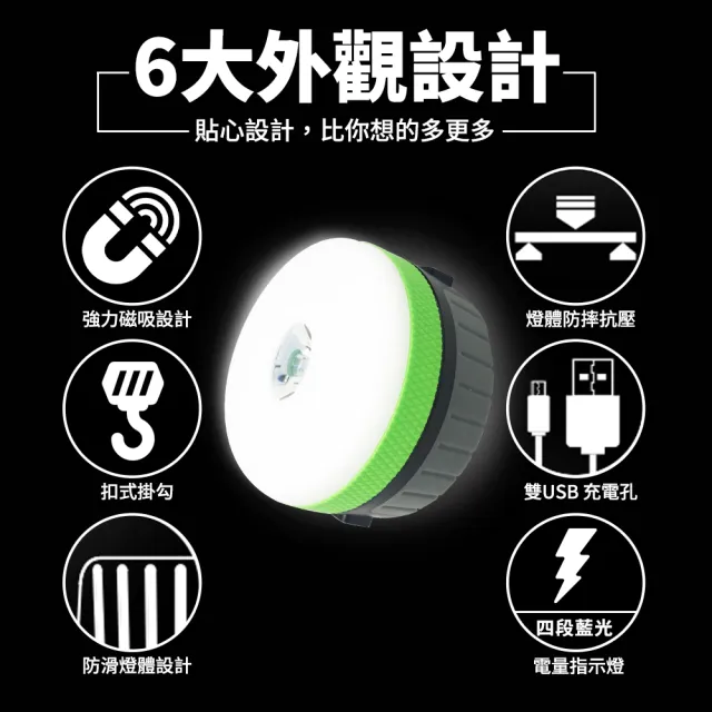 【ewhistle】防水多功能7段式露營燈/手電筒/工作燈(30小時照明    磁吸吊掛)