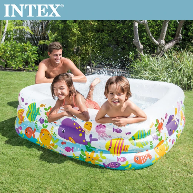 【INTEX】海底動物方型戲水游泳池159x159x50cm -340L 3歲+(57471N)