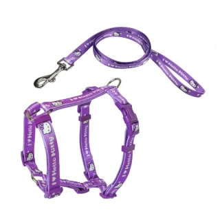 【HELLO KITTY】寵物H型胸背+牽繩 L號(大頭款 紅/粉/紫)