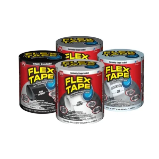 【美國FLEX TAPE】美國製強固型修補膠帶 4吋寬版任選3入組(黑/白/透明/水泥灰)