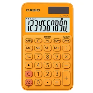 【CASIO 卡西歐】10位元甜美馬卡龍口袋型計算機-柳橙橘(SL-310UC-RG)