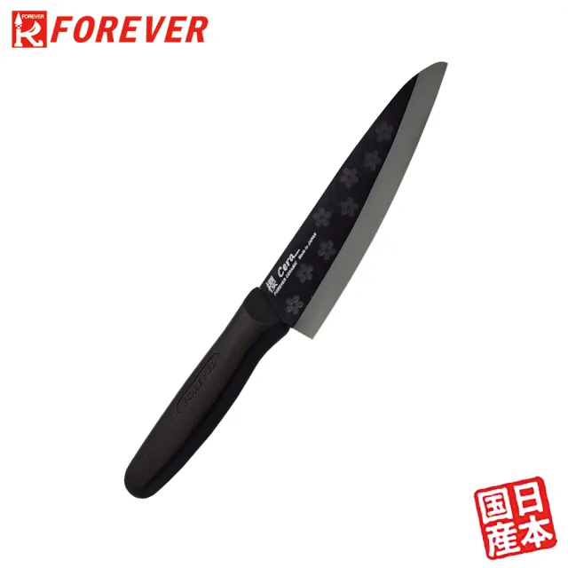 【FOREVER 鋒愛華】日本製造鋒愛華櫻花限定款陶瓷刀16CM(黑刃黑柄)