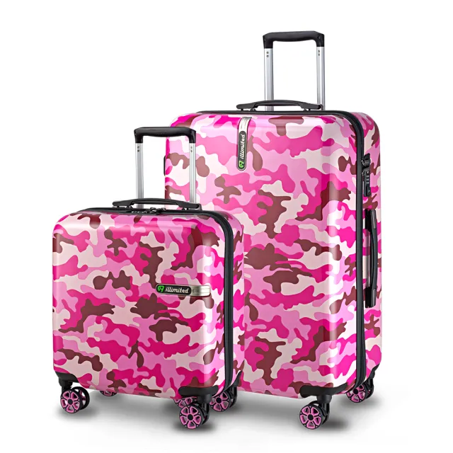 【illimited】一厘米可愛迷彩18+26吋粉紅/粉藍2色可選飛機輪TSA海關鎖ABS拉鏈行李箱組/旅行箱組(行李箱組)