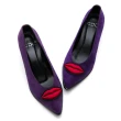 【GDC】真皮新潮歐美大牌紅唇銀鞋跟尖頭高跟鞋-紫色(721837)