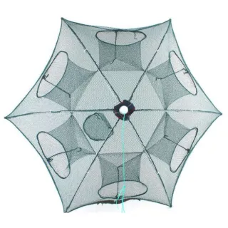 【May Shop】自動折疊傘型漁網漁具(6孔)