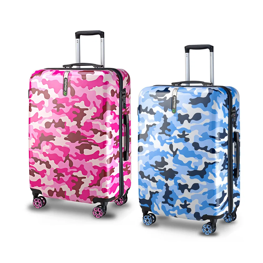 【illimited】一厘米可愛迷彩26吋粉紅/粉藍2色可選飛機輪TSA海關鎖ABS+PC拉鏈行李箱/旅行箱(行李箱/旅行箱)