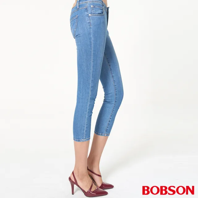 【BOBSON】女款低腰大彈力牛仔七分褲(226-58)