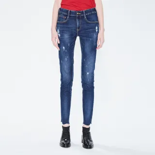 【BRAPPERS】女款 新美腳 ROYAL 系列-彈性褲口不規則波浪窄管褲(藍)