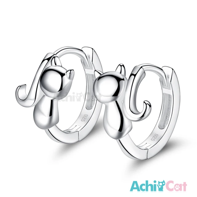 【AchiCat】純銀耳環．易扣．耳針．貓咪(新年禮物)