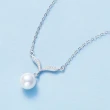 【Angel】法國時尚尊貴珍珠鑲水鑽項鍊(白金色)