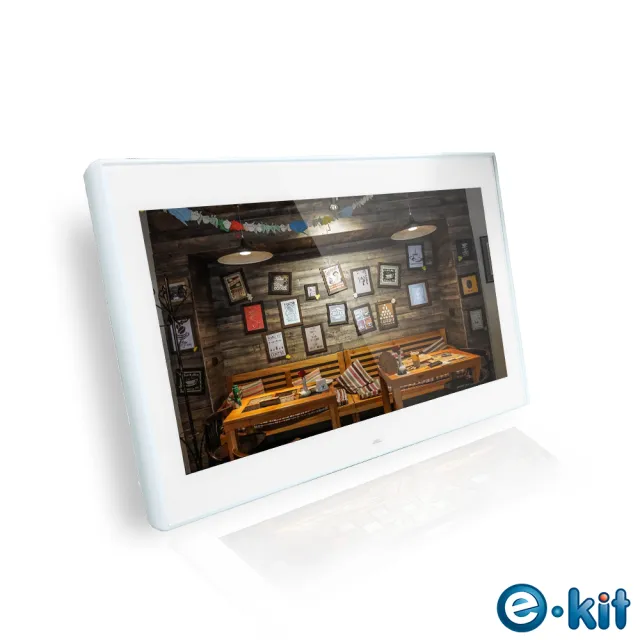 【e-Kit 逸奇】10吋防刮鏡面數位相框電子相冊-白色款(DF-G20_W)