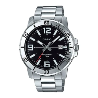 【CASIO 卡西歐】指針男錶 不鏽鋼日期顯示 防水50米(MTP-VD01D-1B)