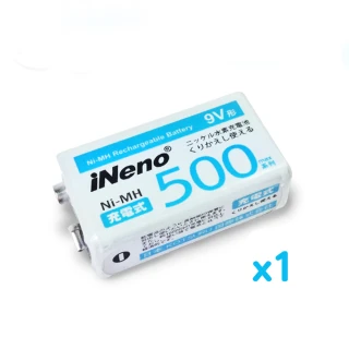 【iNeno】鎳氫9V角型充電電池9V/500max 1顆入(適用住警器 煙霧偵測器 無線麥克風 愛地球)