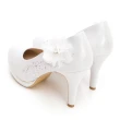 【GDC】浪漫紡紗花朵水鑽唯美新娘跟鞋-白色(817160)