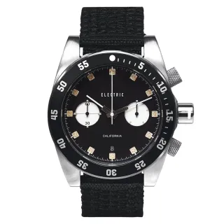 【Electric】DW02系列時尚雙眼設計計時腕錶(黑面/黑帆布帶  EVEW0070020016)