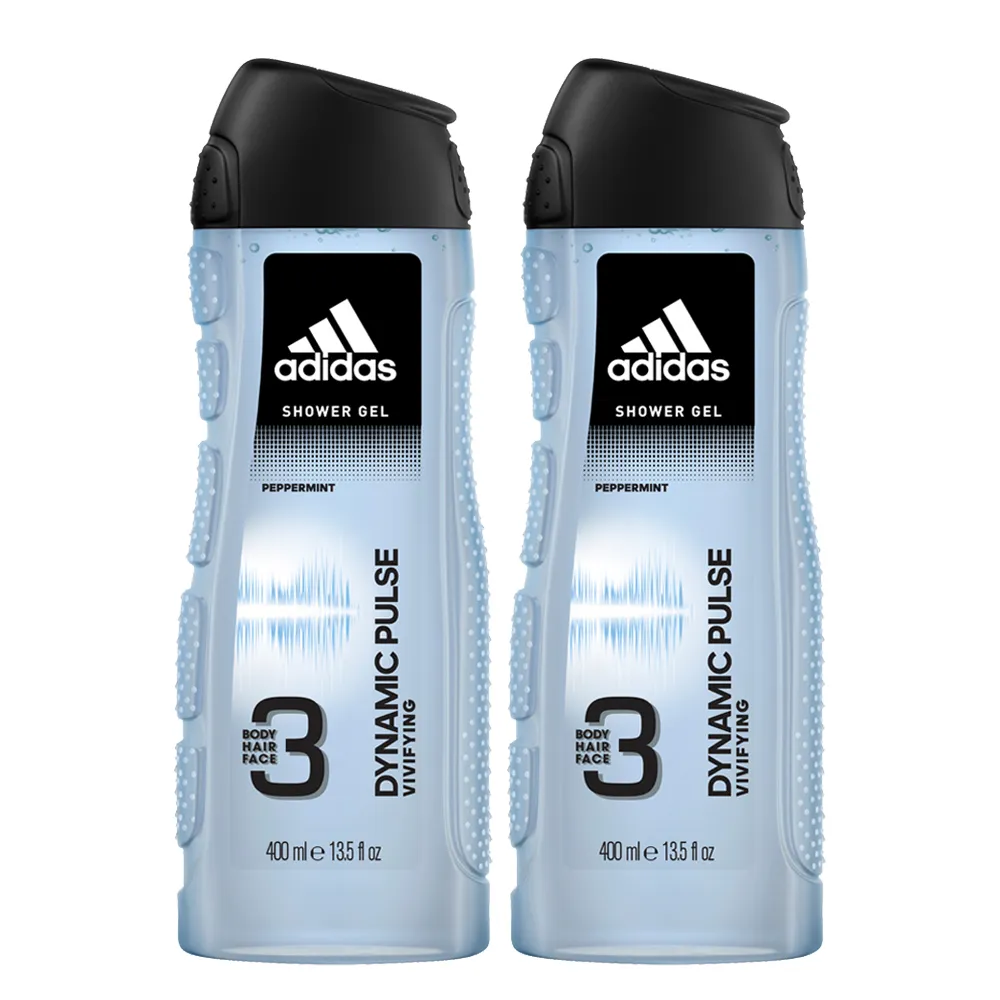 【adidas愛迪達】男用三效潔顏洗髮沐浴露-青春活力400ml(2入組)