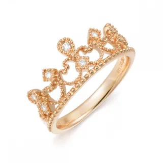【點睛品】V&A 18K玫瑰金鑽石皇冠造型戒指
