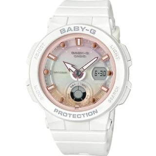 【CASIO 卡西歐】BABY-G 海洋女神波光閃耀運動腕錶-白X粉面(BGA-250-7A2)