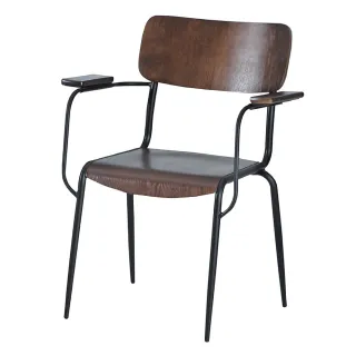 【AS雅司設計】羅恩咖啡色扶手椅-65x40x82cm