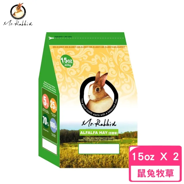 【Mr.Rabbit 瑞比兔先生】高級苜蓿草 15oz/425g*2包組(兔飼料/牧草)