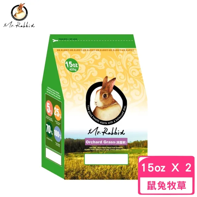 【Mr.Rabbit 瑞比兔先生】高級果園草 15oz/425g*2包組(兔飼料/牧草)