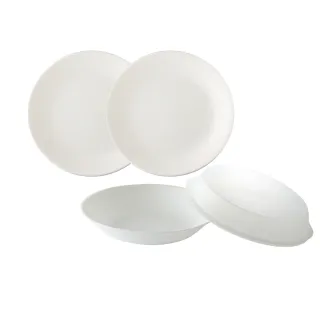 【CORELLE 康寧餐具】純白8吋 四件式餐盤組(平盤x2+深盤+微波蓋)