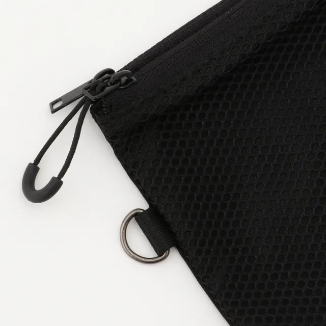【MUJI 無印良品】聚酯纖維雙拉鍊袋M/黑/約13.5x19cm