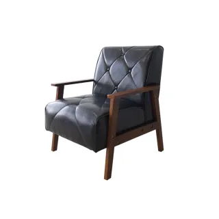 【BN-Home】William威廉美式復古皮沙發升級版-獨立筒單人座(單人沙發/休閒椅/實木沙發)