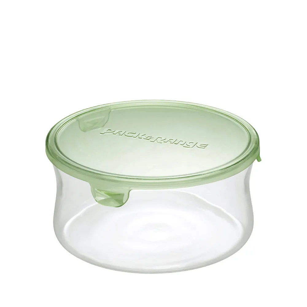 【iwaki】耐熱玻璃圓形微波保鮮盒840ml(綠色)