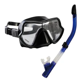 【AQUATEC】SN-400潛水呼吸管+MK-600流線型大視角潛水面鏡 黑框 優惠組(潛水面鏡 潛水呼吸管)