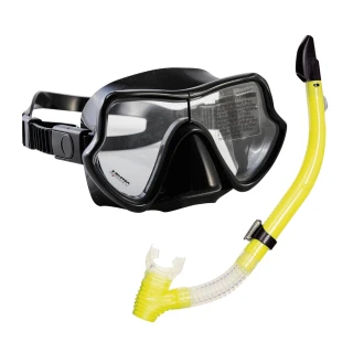 【AQUATEC】SN-200潛水呼吸管+MK-600流線型大視角潛水面鏡 黑框 優惠組(潛水面鏡 潛水呼吸管)