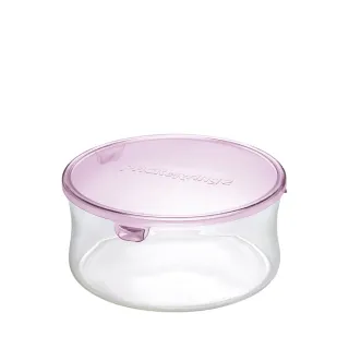 【iwaki】日本耐熱玻璃圓形微波保鮮盒380ml(粉色)