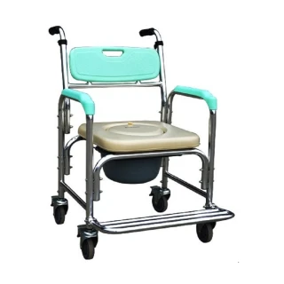 【海夫健康生活館】恆伸 鋁合金 帶輪 固定式 洗澡 便盆 子母墊兩用椅(ER-4301)
