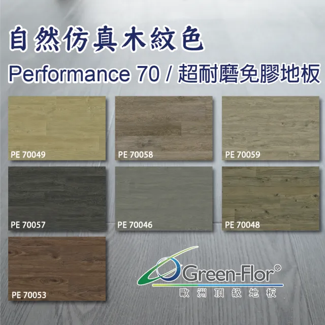 【Green-Flor 歐洲頂級地板】Performance 70 單箱組-共8片0.67坪(0.7mm高耐磨 木紋款 一放即完成施工)
