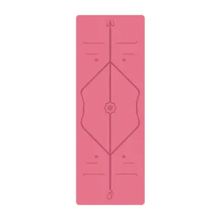 【生活良品】頂級PU天然橡膠瑜珈墊-正位體位線-厚度5mm高回彈專業版-粉紅色(贈牛津布600D背袋及綁帶)