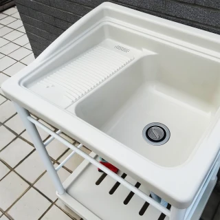 【Abis】日式穩固耐用ABS塑鋼洗衣槽-白烤漆腳架(1入)