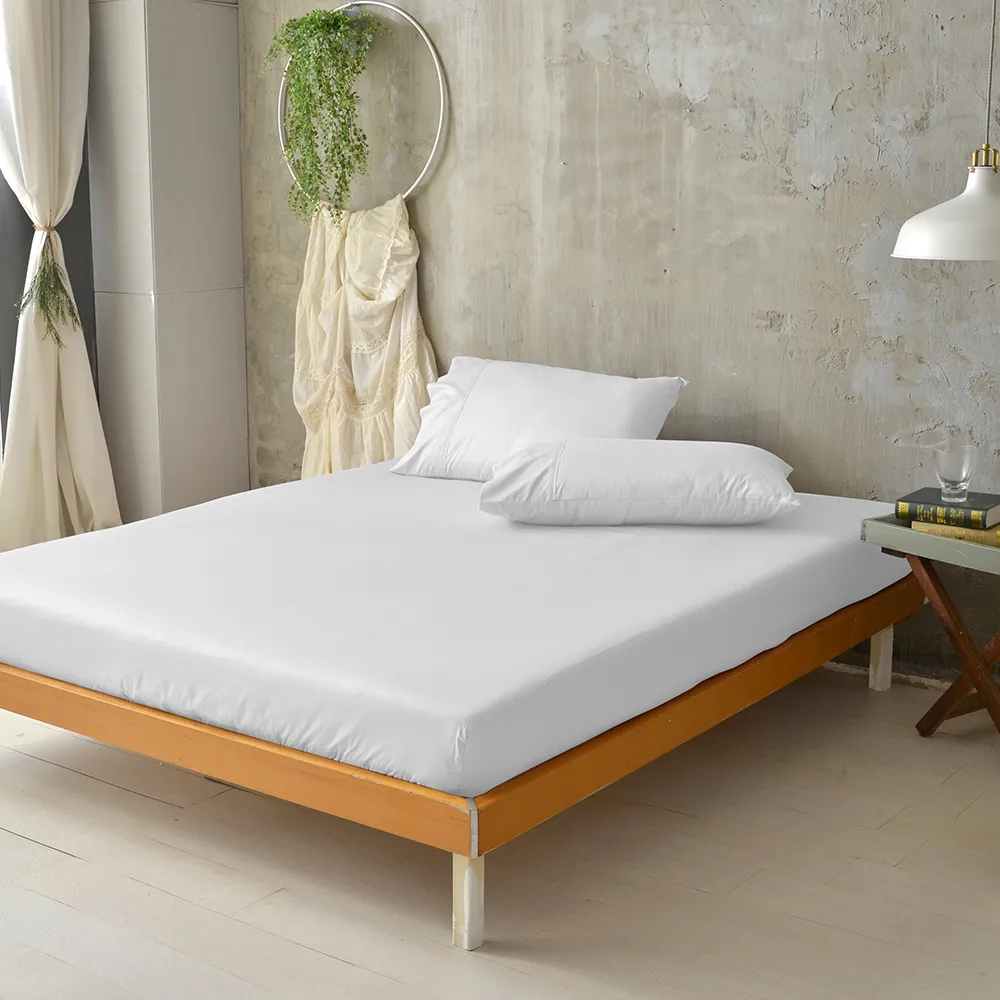 【澳洲Simple Living】精梳棉素色三件式枕套床包組 優雅白(雙人)