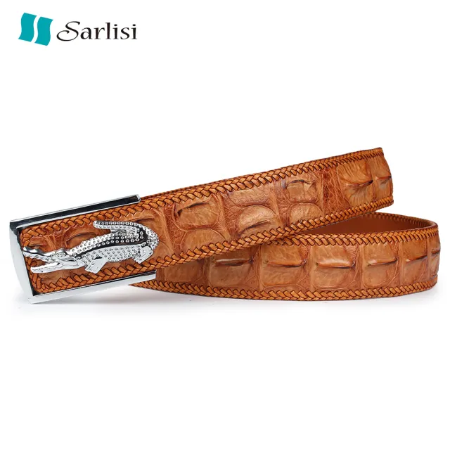 【Sarlisi】真皮泰國鱷魚皮皮帶男士腰帶編織
