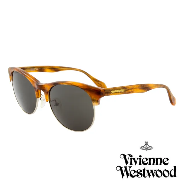 【Vivienne Westwood】英國薇薇安魏斯伍德時尚經典眉框太陽眼鏡(琥珀 AN763M03)