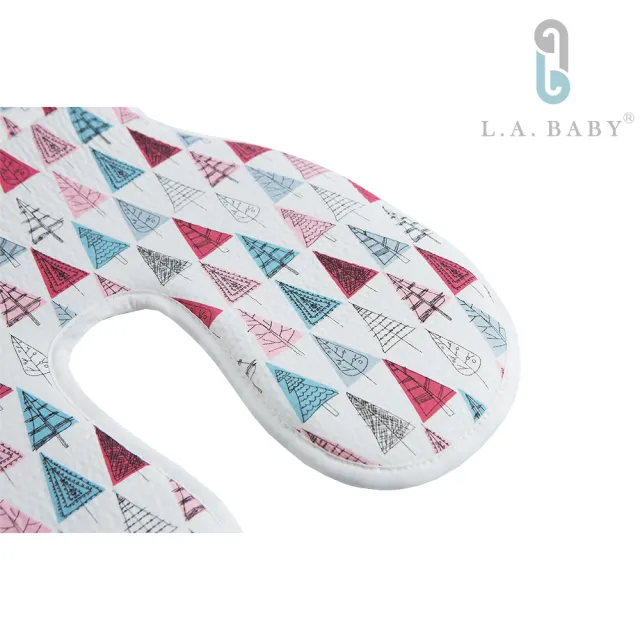 【L.A. Baby】多功能3D涼感推車汽座餐椅座墊-加長型(頭枕可拆可調-配合寶寶成長使用-許願樹)