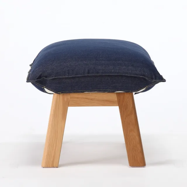 【MUJI 無印良品】高椅背和室沙發用腳凳/棉丹寧/藍色(大型家具配送)