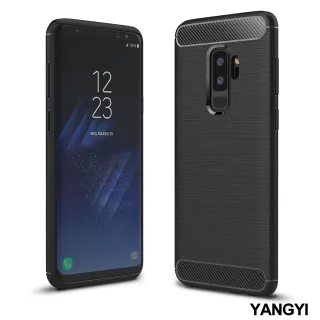 【YANG YI 揚邑】Samsung Galaxy S9 plus 6.2吋 碳纖維拉絲紋軟殼散熱防震抗摔手機殼