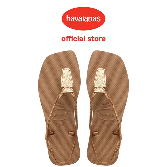 havaianas 哈瓦仕 涼鞋 女鞋 方形 夾腳拖 銅色 Sqaure Luna Chic 4148421-3581W(哈瓦士)