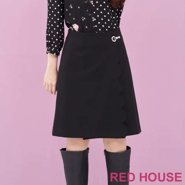 RED HOUSE 蕾赫斯RED HOUSE 蕾赫斯 金屬釦飾花邊窄裙(黑色)