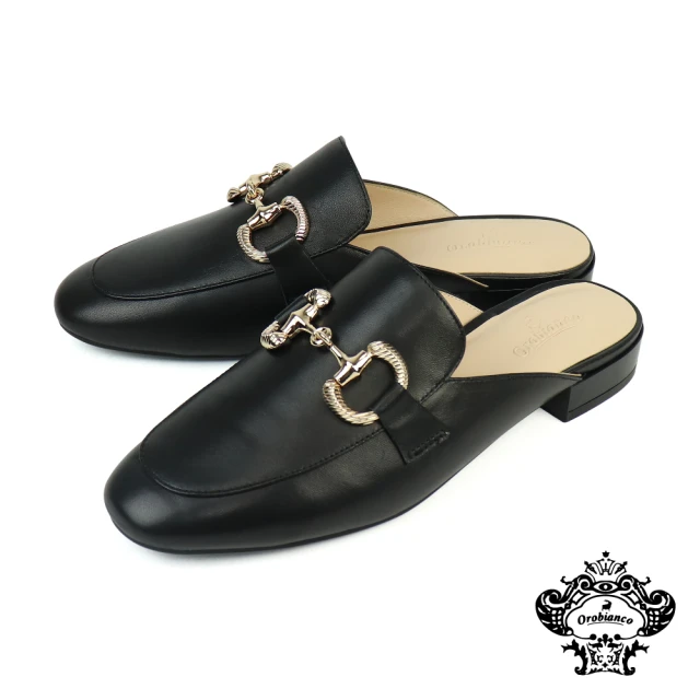 bussola Palermo 時尚率性牛皮釦飾低跟穆勒鞋(